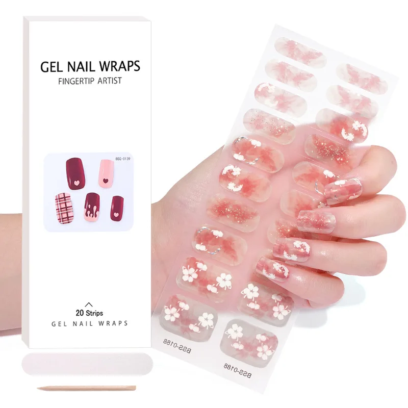 Nail Art Wraps Finger Full Cover Uv Lamp Semi Cure Gel Nail Stickers ...