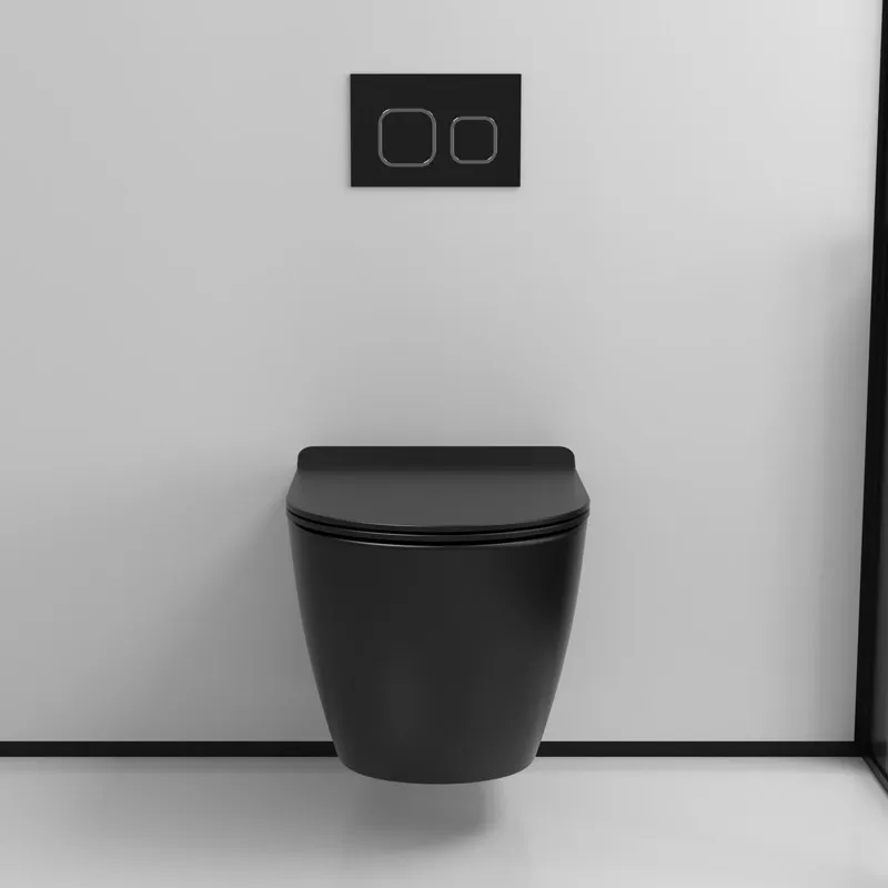 Настенный Европейский безободковый настенный сливной настенный подвесной цветной керамический туалет для ванной матовый черный настенный туалет