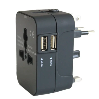 Travelsky International All in One Worldwide Travel Adapter Wall Charger Power Plug with Dual USB