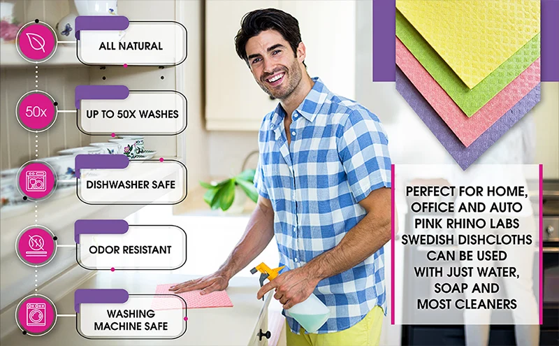 Custom Printed Reusable Kitchen Absorbent Dishcloth German Wood Pulp Cotton Eco-Friendly Extra Durable Cleaning Dishcloth