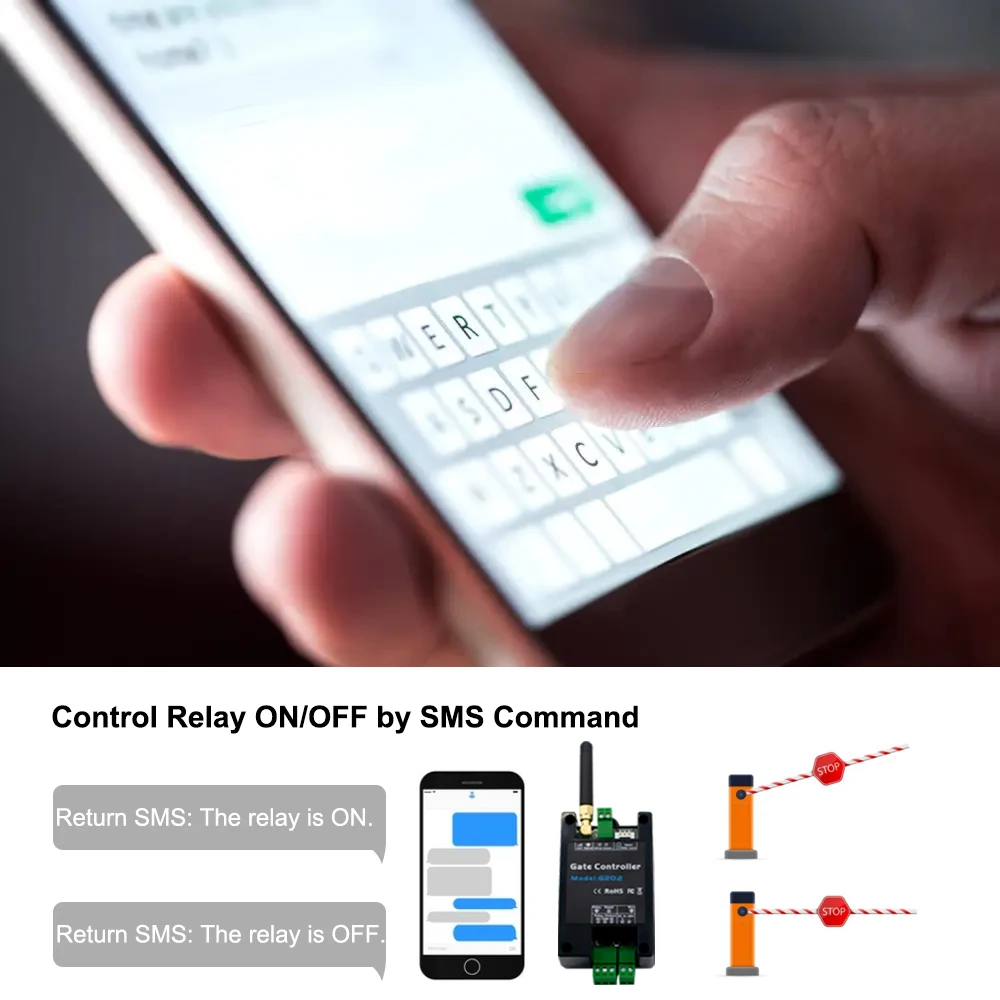 GSM G202 Gate Controller Single Relay Switch for Sliding Swing Garage Gate Opener Replace RTU5024