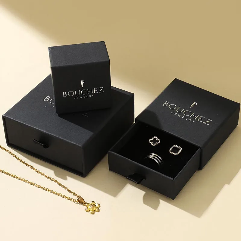 A1 Custom Logo ECO Square Paper Jewelry Gift Packaging Drawer Box with Custom Size & Shape Button Closure FSC ROHS Certified supplier