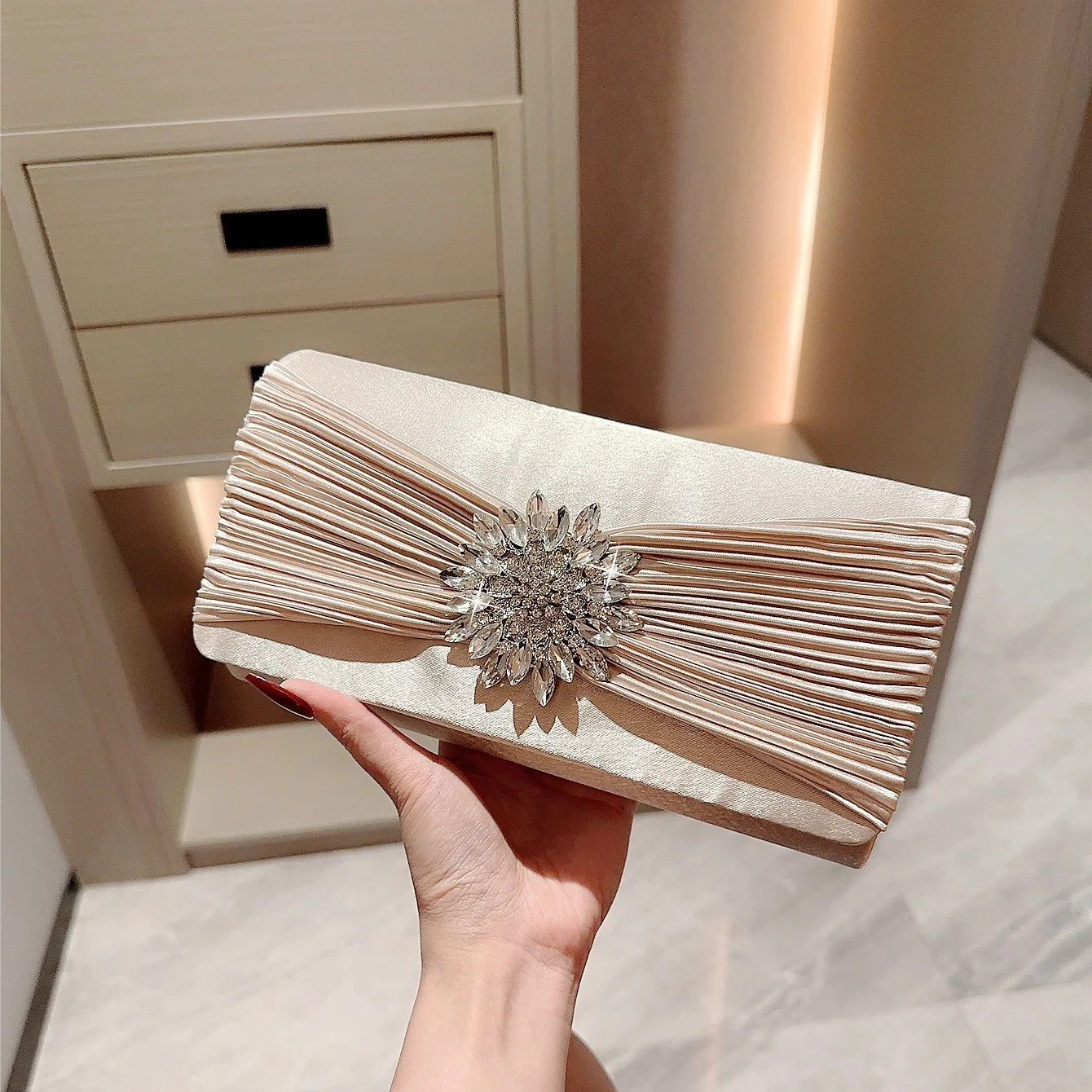 slim fit dress slacks Formal Dress Shops 28770-UE Rhinestone Half Moon Evening Bag