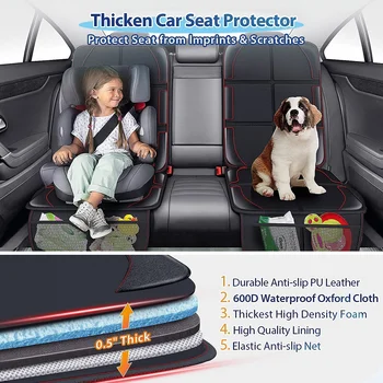 Car Seat Protector For Child Car Seat Water And Stain Protection Car Seat Cover With Thick Padded Storage Bag 2-Park Leather Seat Prevents Seat