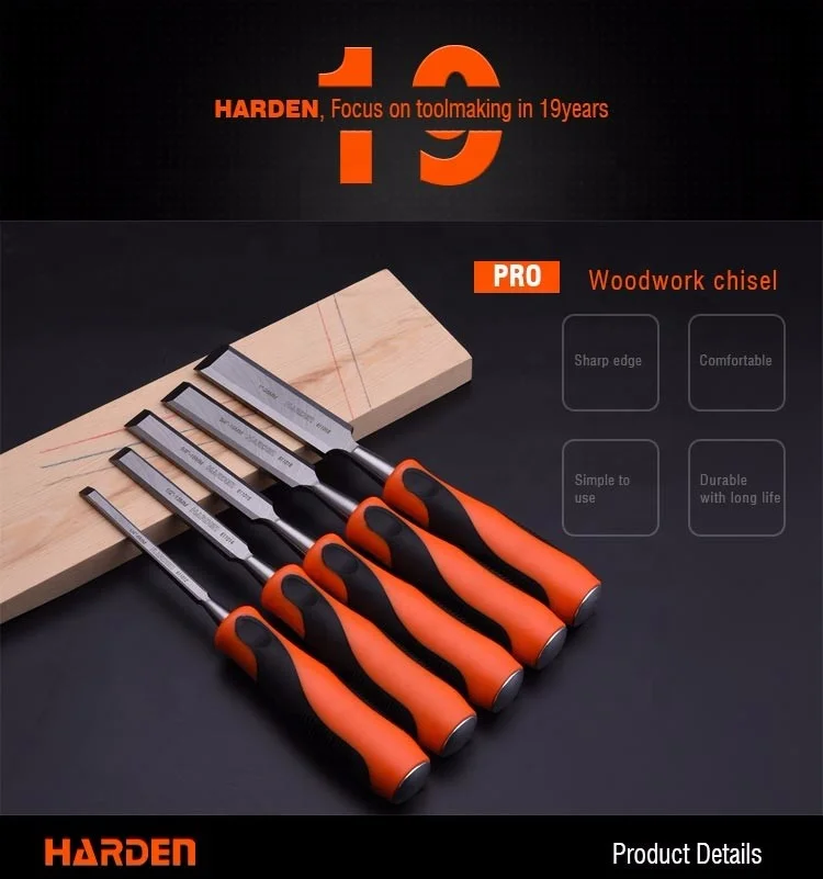 Custom Professional High Quality Handle Tool CR-V Carpenter Double Color Wood Carving Chisel Set