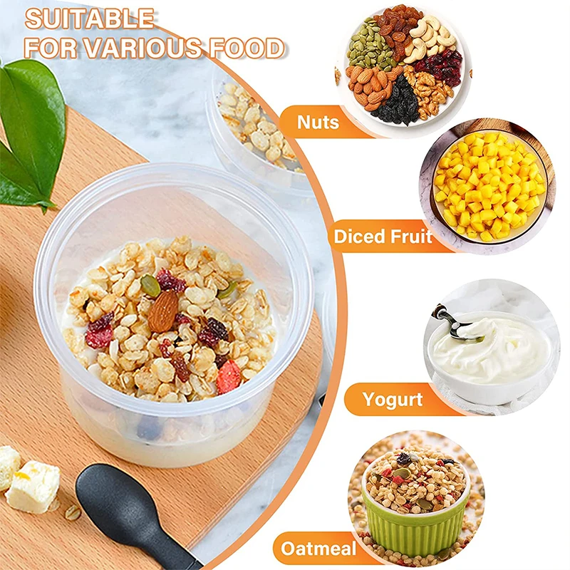 Overnight Oats Container Reusable Yogurt Parfait Cups With Lids And