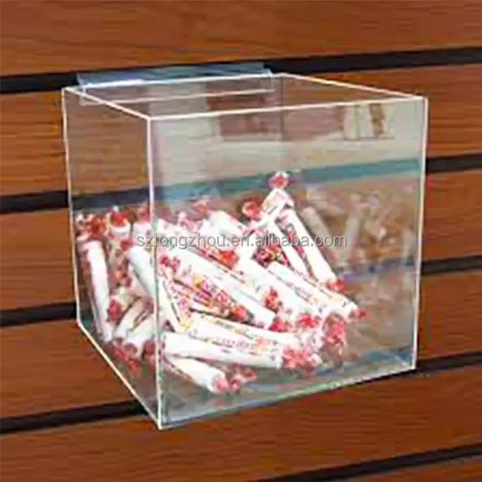 Wall Mounted Clear Acrylic Candy Bin For Shop Clear Acrylic Slatwall