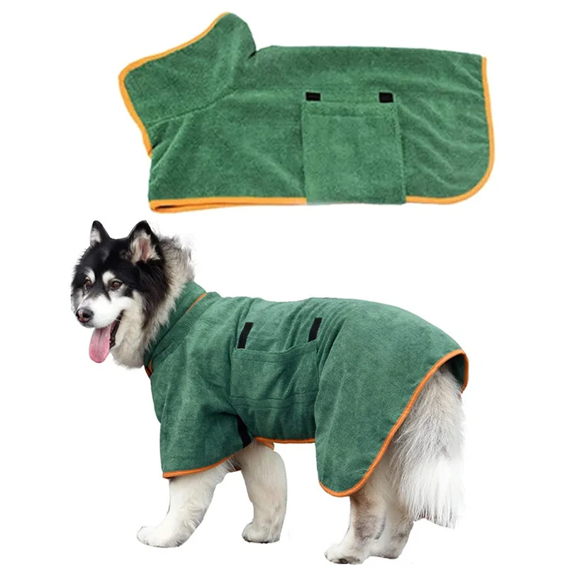 Custom logo manufacture microfiber cotton towel super absorbent pet drying coat bath robe dog bathrobe for dogs with hoods