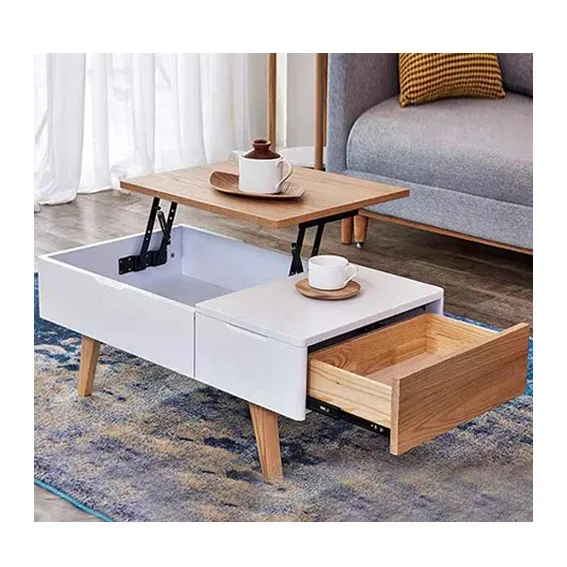 Customized Multifunctional Lift Top Height Adjustable Coffee Table with Storage Wood Tea Coffee Table for Living Room Furniture