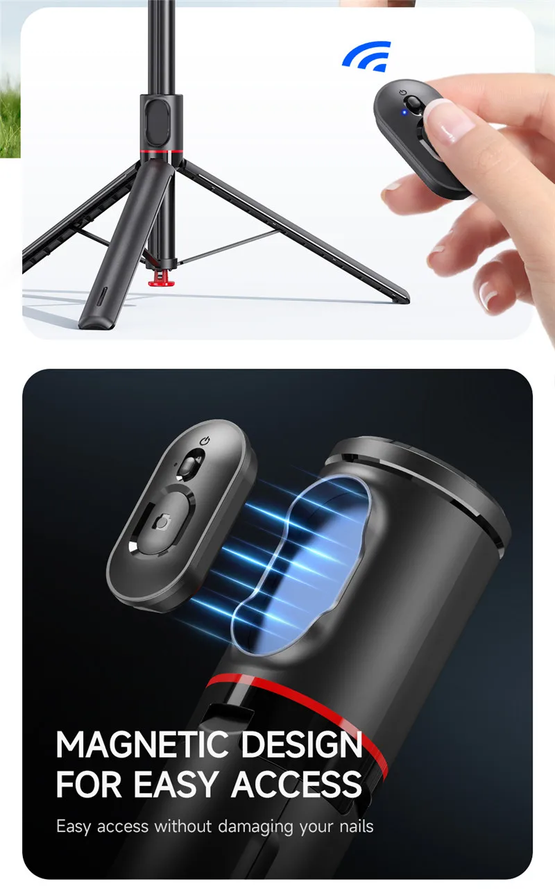 NEW TT01 All-in-one Auto Jump Open Tripod Magnetic Remote Drop Automatically Tripod 1.77m Super Long Rod Selfie Stick