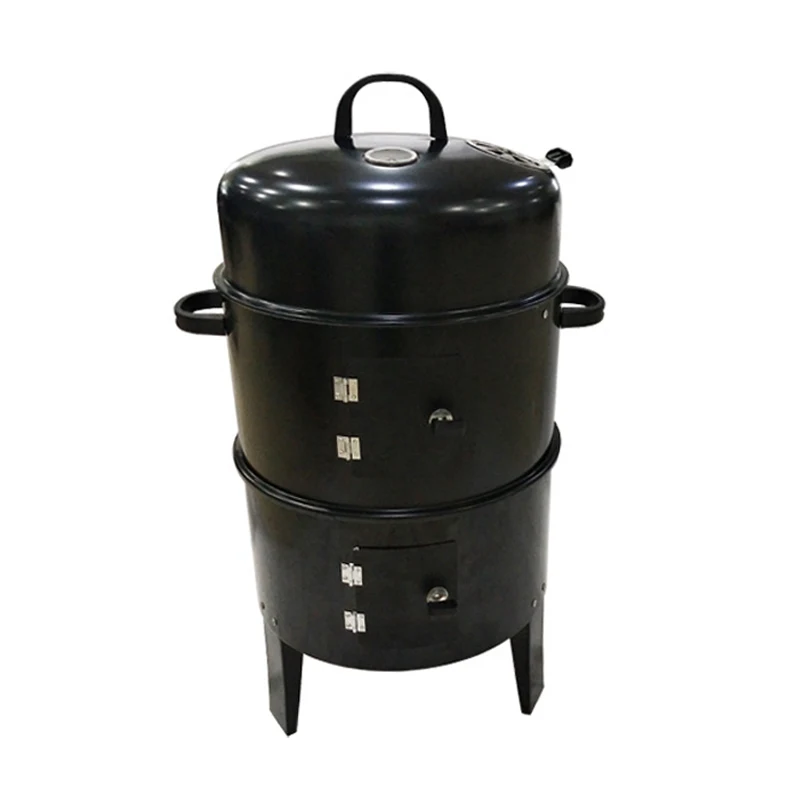 home round black charcoal smoke Kitchen Cooking BBQ grill Barbecue oven outdoor