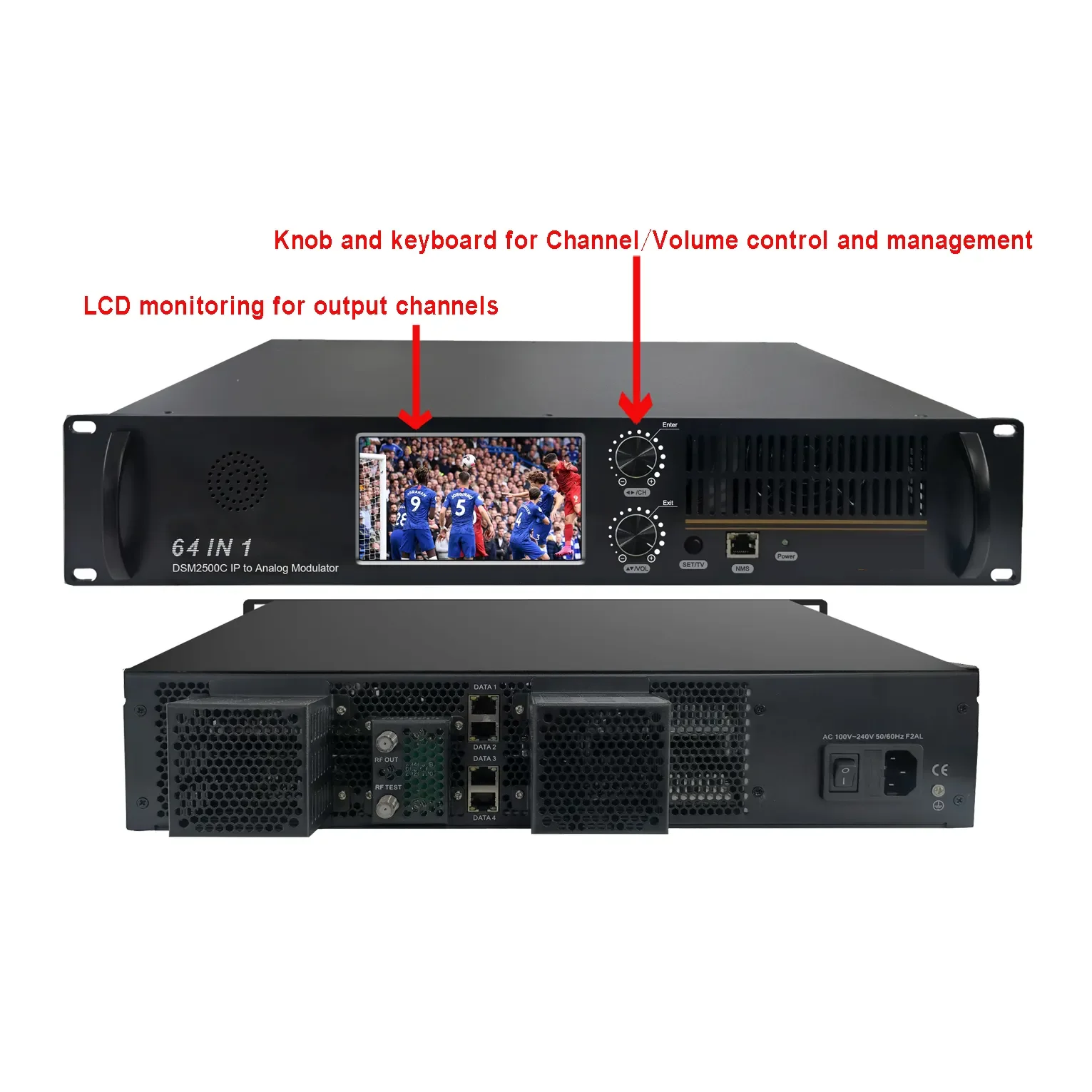 New Big Display DSM2500C 32 in 1 IP to Analog  PAL/NTSC Modulator to Watching Tv with Osd Insertion CC/subtitle/teletext