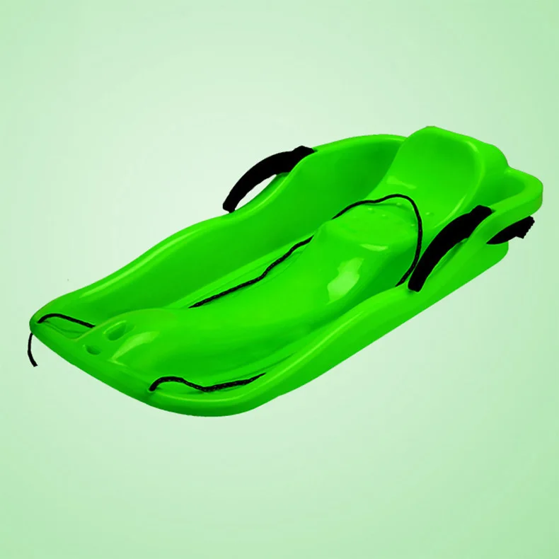 Outdoor HDPE Plastic Snow Sledge With Pulling Rope and Stop Brake Design Toboggan Snow Sled