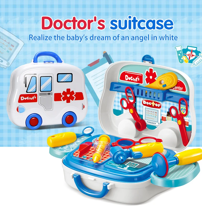 Chengji educational kids doctor medical play set toys kits pretend play medical toys set suitcase play house doctor toy set