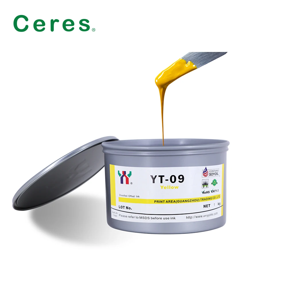 Ceres High Gloss YT-09 Soy Bean Offset Printing Ink with Friction and Heat Resistance for Paper Air Drying