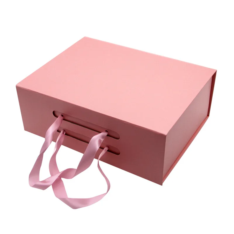 Custom Colorful Fold Rigid Box Magnetic Box with Ribbon for Shoes Clothes Eco Friendly manufacture