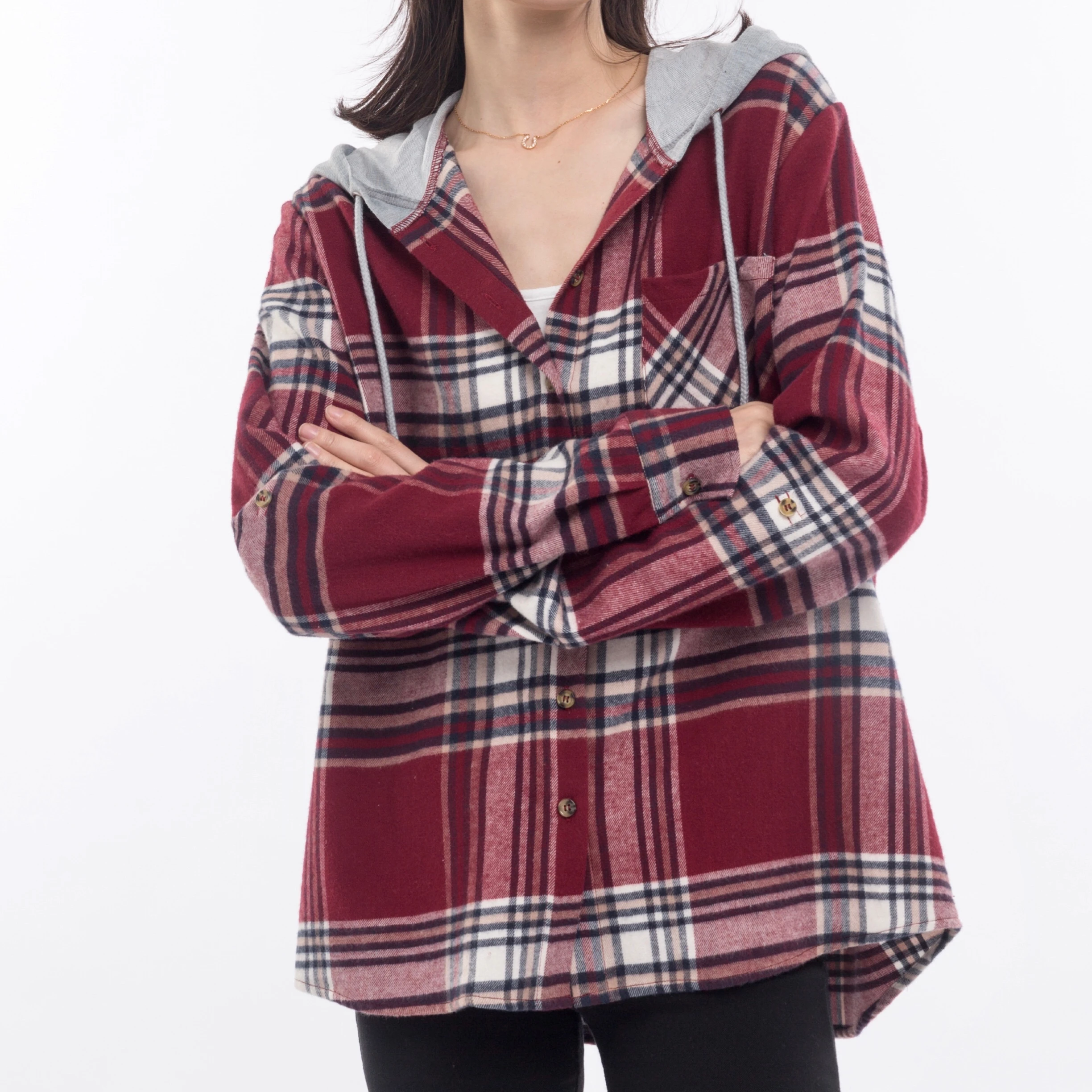 plaid pullover moletom com capuz