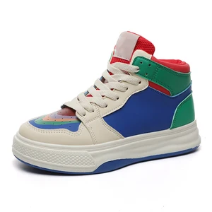 2023 New Color Match Women's Walking Shoes Breathable Casual Sports Sneakers with Thick Sole Wear-Resistant Skateboard Shoes