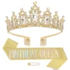Gold crown and ribbon two-piece set