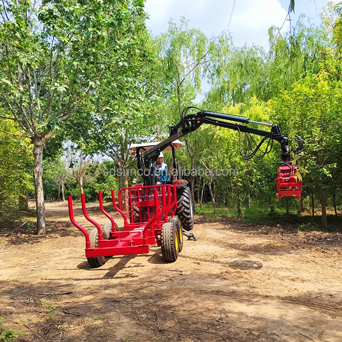 Forestry Machinery Tractor Pto Hydraulic Logging Trailer with Grapple Hot on Sale