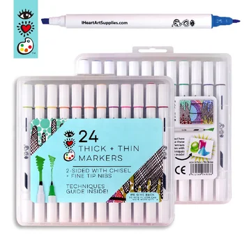 iHeart Art 12 Thick & Thin Markers, Chisel & Fine Tip