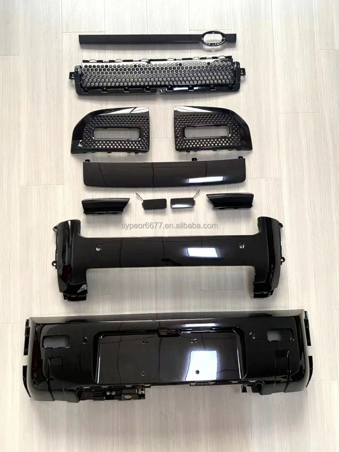 product tiypeor front bumper kit body kits fit for land rover defender  2020   2025 auto upgrade style grill fog lamp hole-4