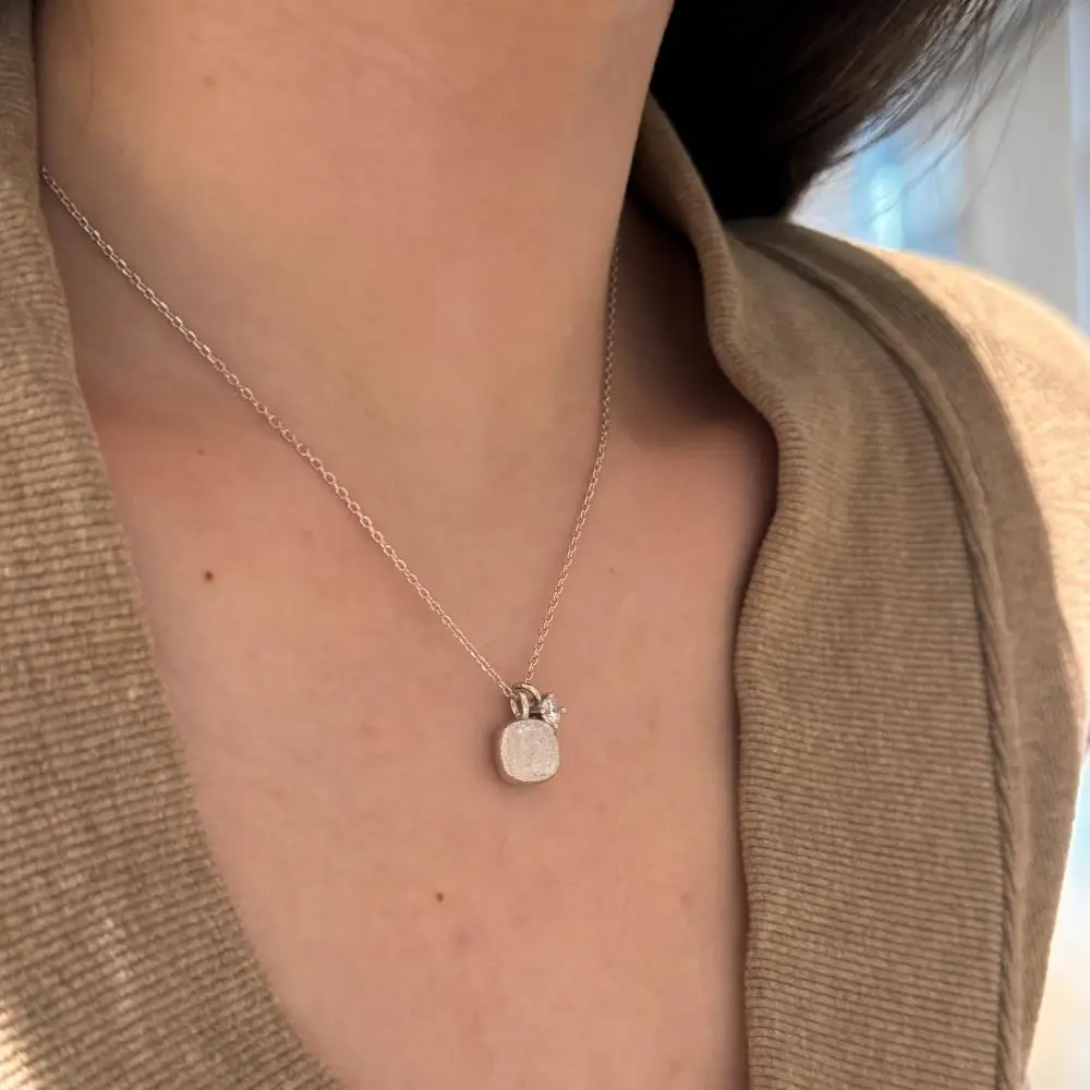 KAKODIY Ins new 22K gold plated jewelry 925 sterling silver small cube pendant necklace 5A zircon detail 1