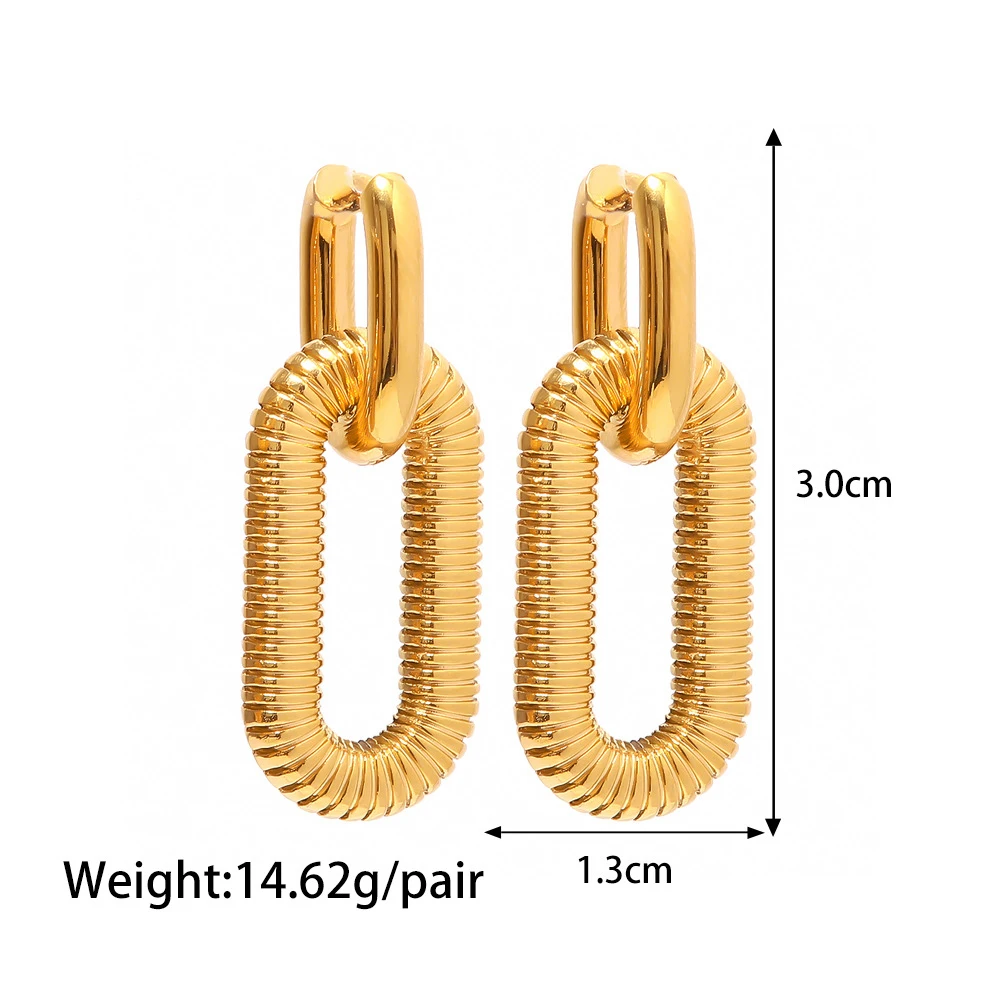 Gold Plated Earrings Double Hoop Earrings Stainless Steel