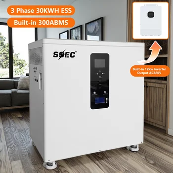 SOEC 30KWH All-in-One Mobile ESS Home Energy Storage System 51.2V 600Ah 400Ah 300Ah 20kwh 15kwh 12kw+10kw Inverter CAN