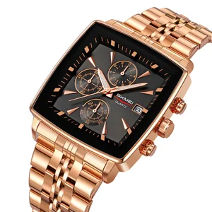 Hot Sale Stock SKMEI 2434 Square Stainless Steel Strap Simple Waterproof 30 Meters Casual Men Wrist Analog Quartz Watch
