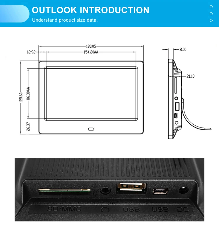 Cheap Portable 7" Inch Mini LCD Digital Photo Picture Viewer With Usb Sd Card