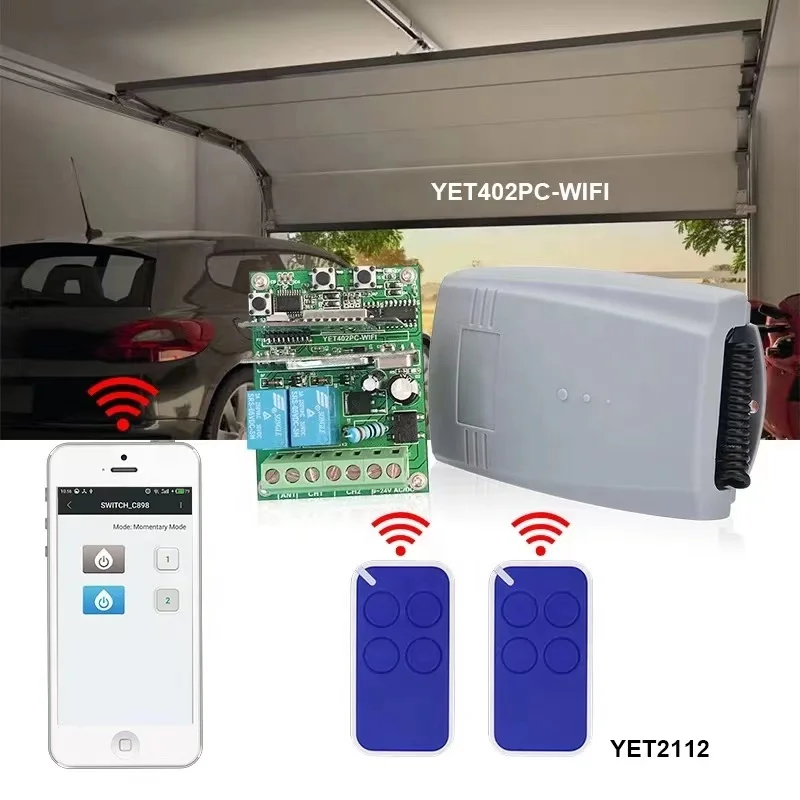 Tuya App WiFi  Two Way Smart Controller With RF433 DC9V 24V Remote Controller WiFi Receiver Switch Breaker