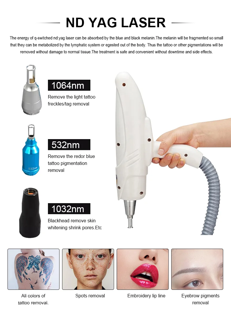 Portable 2 in 1 Q Switch IPL Hair Removal and Nd Yag Laser Pigmentation Tattoo Removal Machine for Women and Men