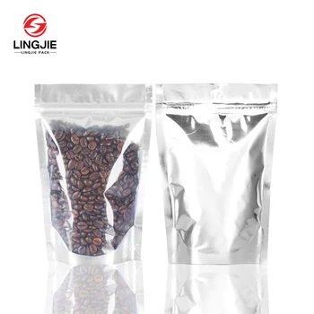 LingJie Customized Resealable Mylar Bags Silver Mylar Pouch Ziplock Packaging Bag Aluminum Foil Bag For Food