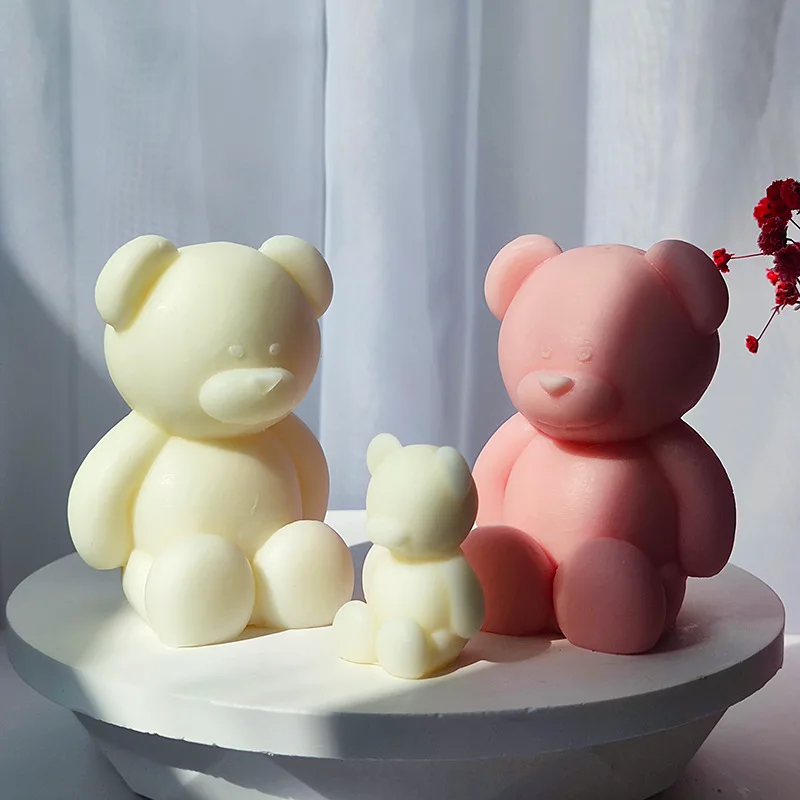 BS285 Scented 3D Cute Cartoon Candle Making Soy Wax Teddy Big Bear Resin  Silicone Candle Mold for Wedding Party