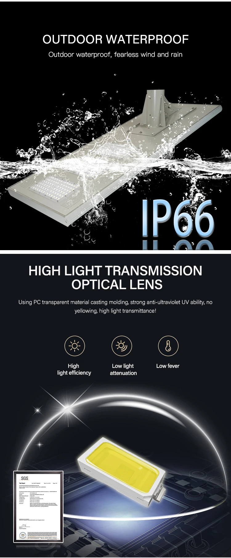 Mppt Controller System 15000Lm High Lumen Waterproof Ip66 100W All in One Solar Street Lamp