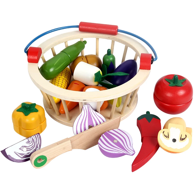 wooden cutting vegetable set