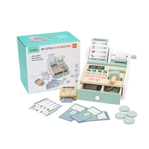 Children's Wooden Play House Toys Simulation Cash Register Toy Supermarket Shopping Baby Puzzle Early Education Toys Set