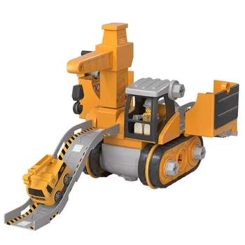 Disassembly and assembly of 4-in-1 deformation engineering vehicle with trolley sliding track boy crane excavator toy