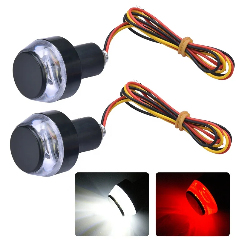 Мотоцикл светодиодный фонарь на Руль конец Поворотная сигнальная лампа AC/DC 12V Белый Желтый проблесковый маячок Ручка Бар мигалка Авто Боковой габаритный фонарь
