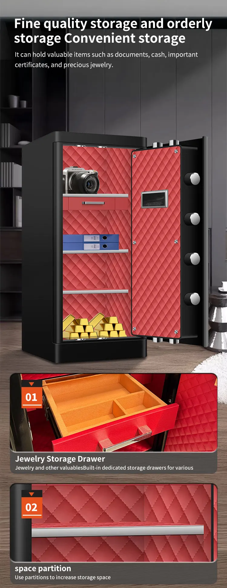 CEQSAFE High Quality Heavy Metal Home Money Security TUYA APP WIFI SAFE BOX details