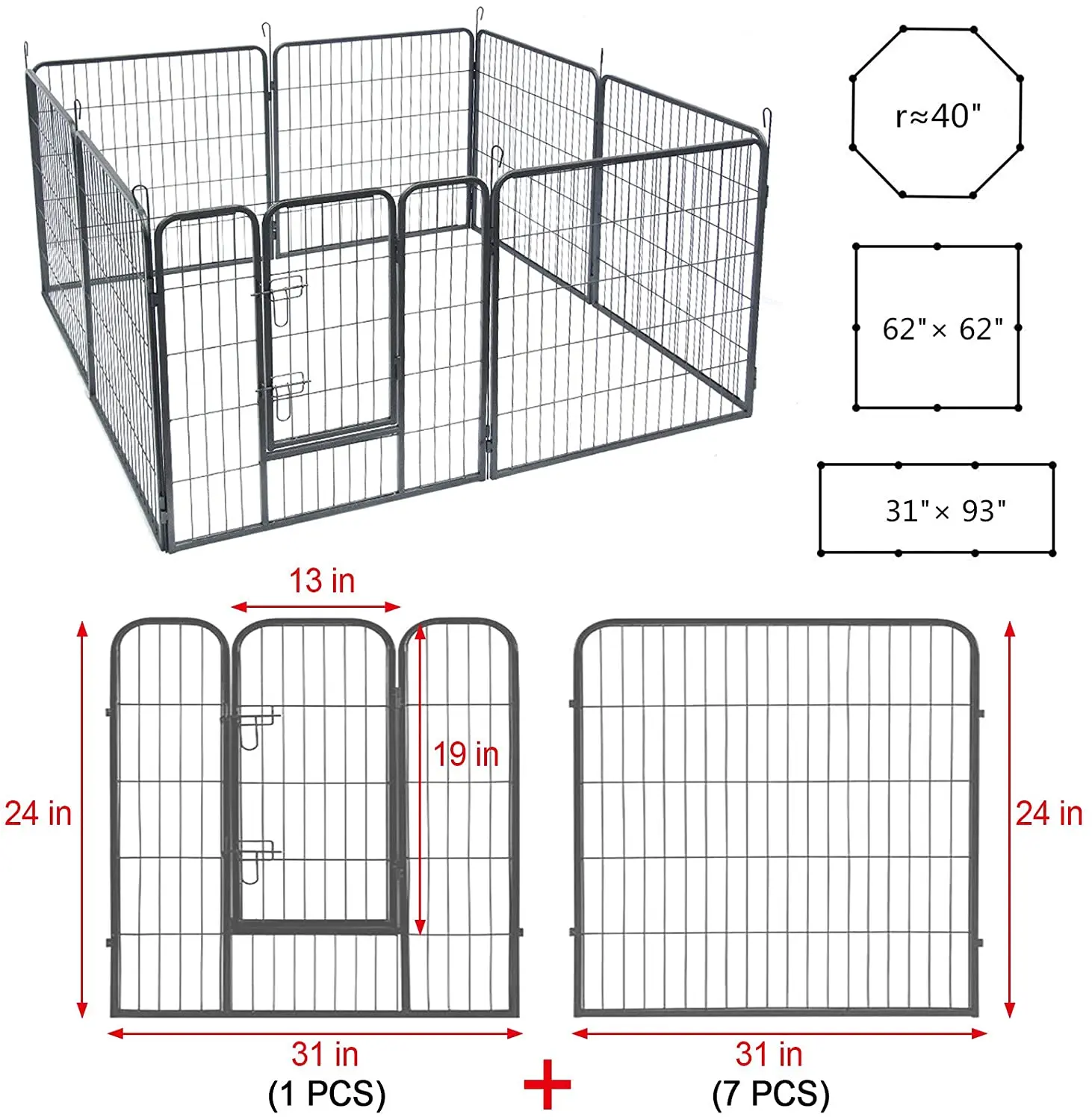 Heavy duty metal dog fence doghouse outdoor play pen for dogs