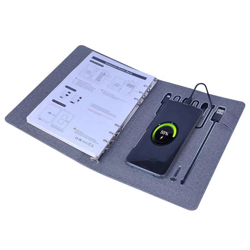 High Quality Travel 90 Sheets Wireless Charger Diary Planner Notebook With  Power Bank and USB