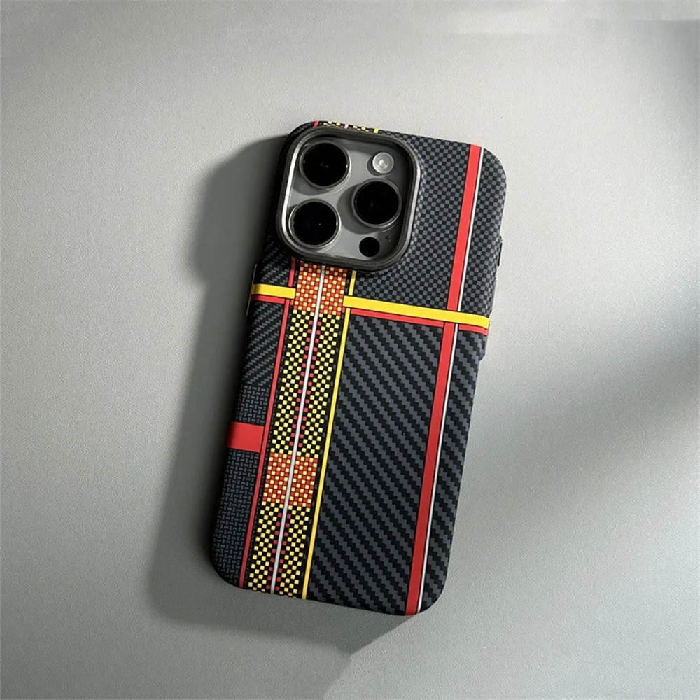 Carbon fibre phone case Fashionable mobile phone cover For iPhone 16 15 14 13 12 Plus Pro Max Water transfer printing