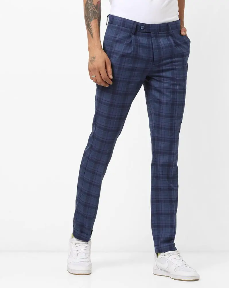 two tone plaid pants men's