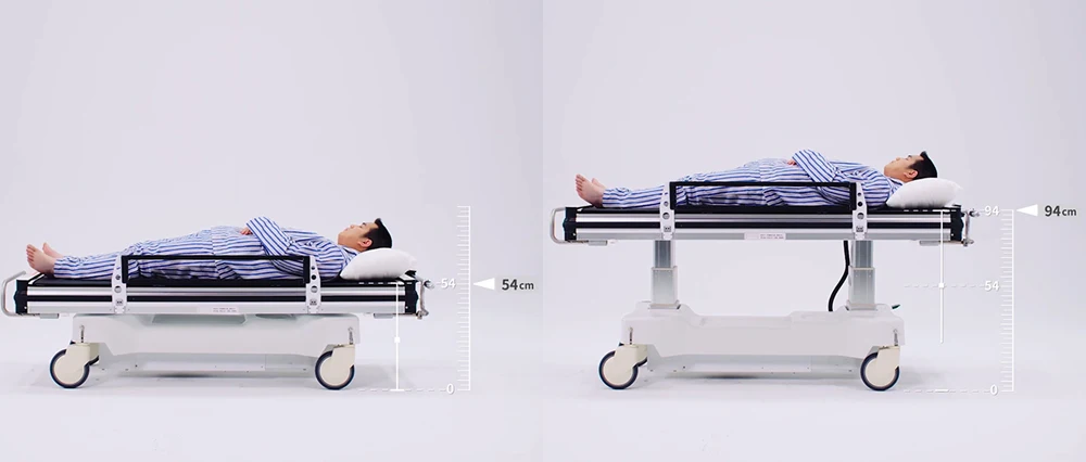 Medical CE adjustable electric hospital bed with parallel rotating board for ICU patient transfer with least pain and labor supplier