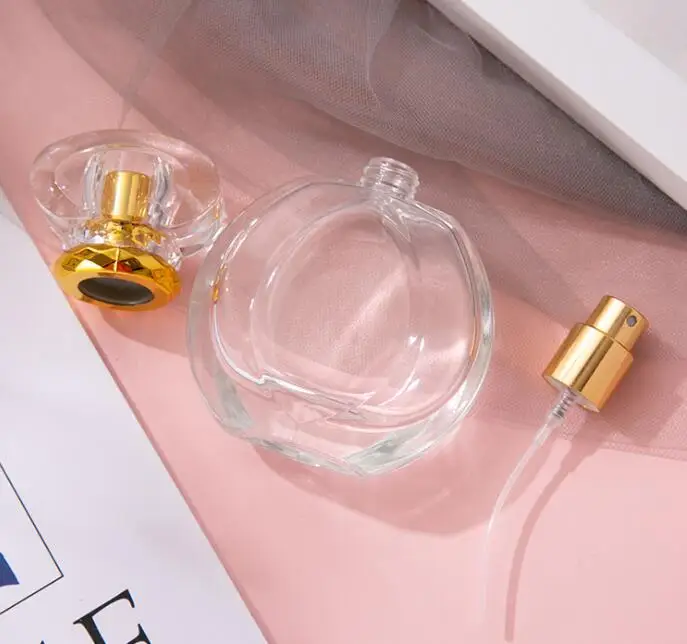 SGS Round Transparent Perfume Bottle 50ml 60ml Glass Cologne Bottles