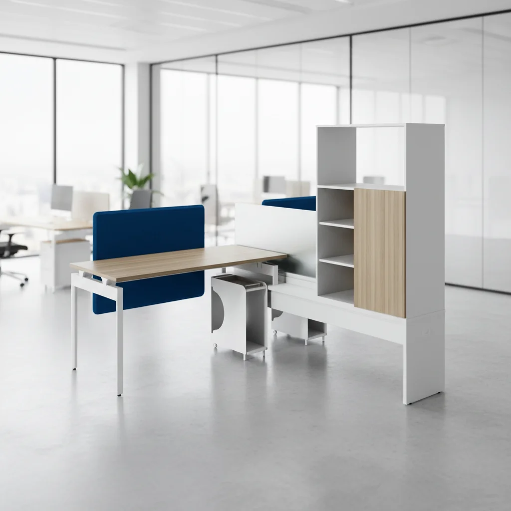 Basic Open Office Desk Wood Frame Foldable Durable Professional Setup Business Workstation Ergonomic Design Modern Office Desks 3