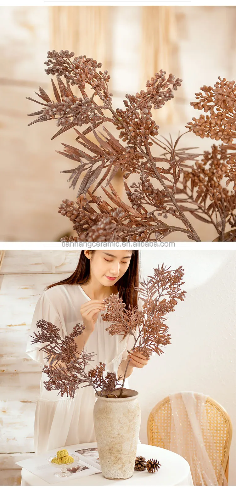 76cm Wholesale Artificial Flowers Artificial Plastic Plants Pine Leaves and Pinecones Home Decoration.jpg