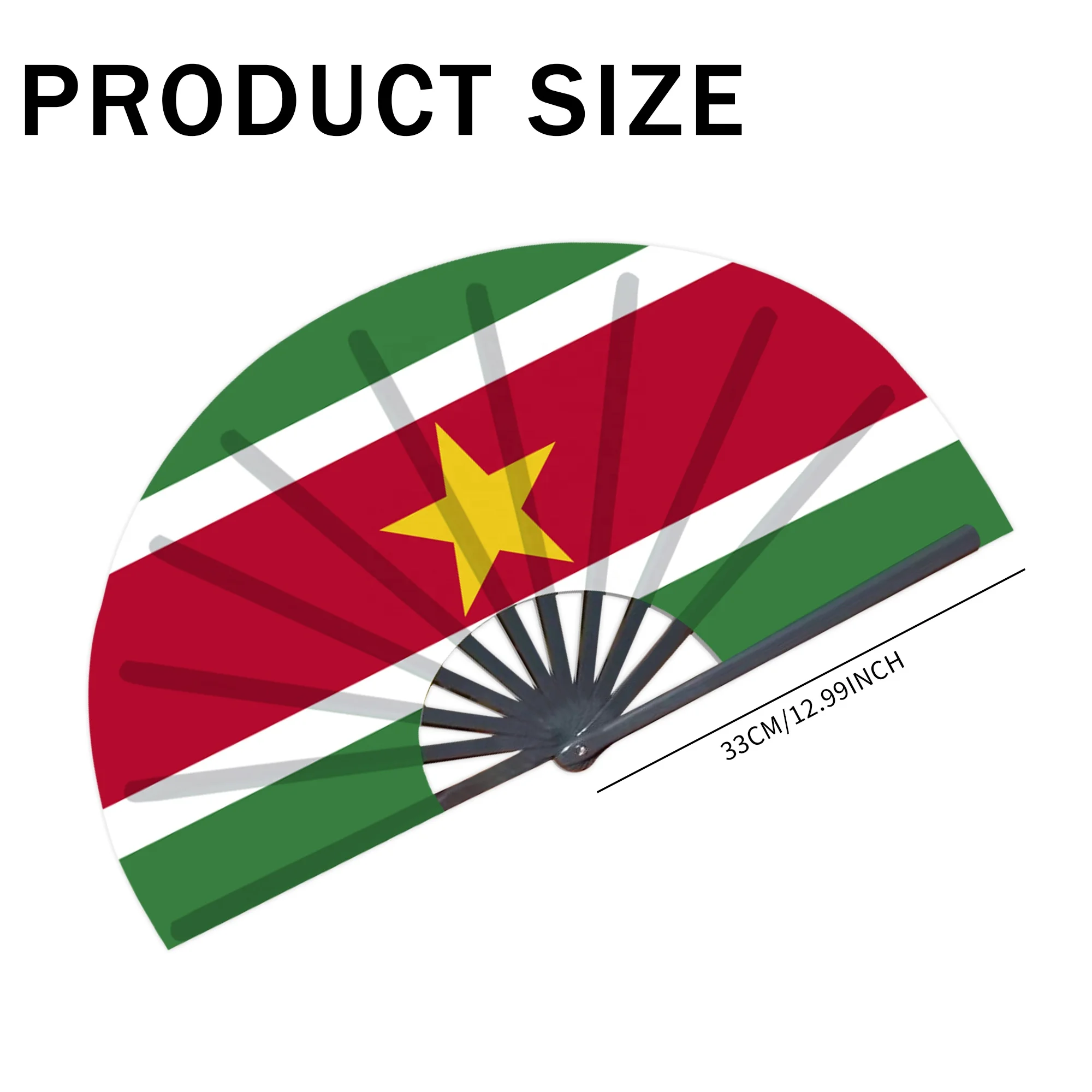 Suriname Flag Handheld Fan 33cm Handheld Open And Close Lightweight Multicultural Theme Fan_voghion.com